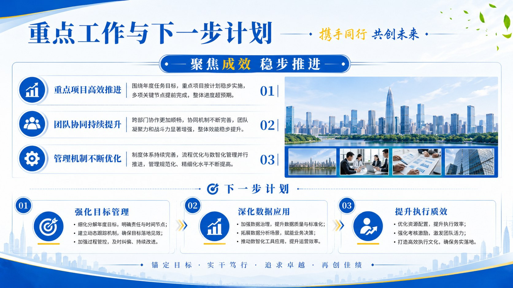 蓝色系工作汇报计划页